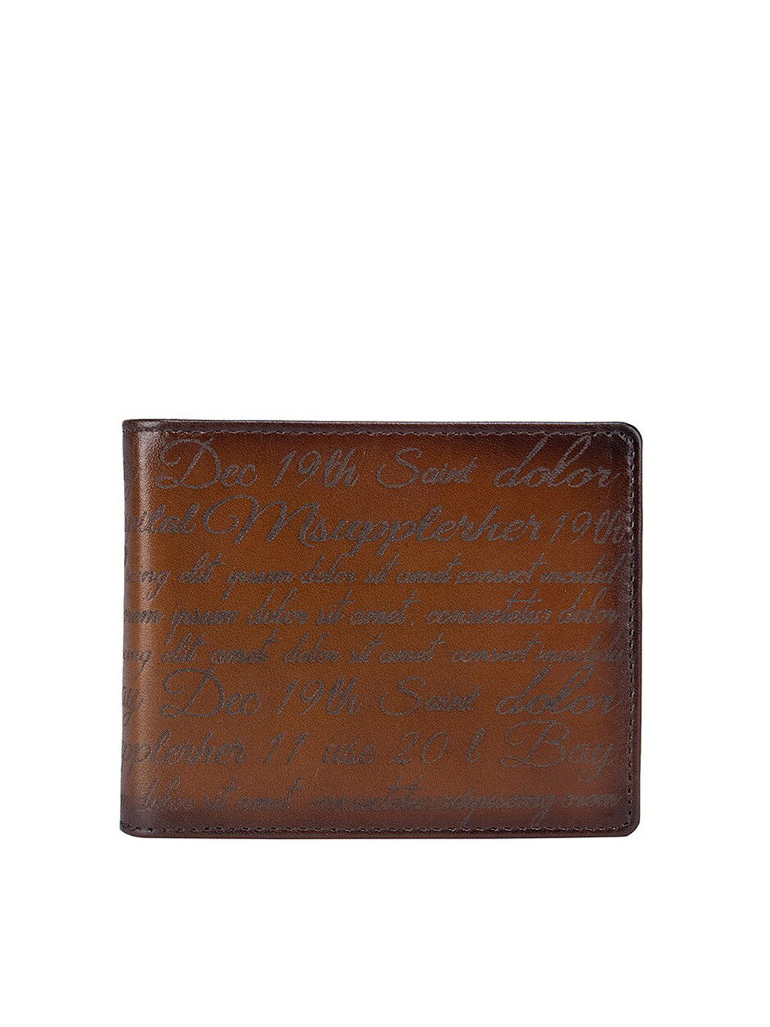 

Da Milano Men Brown Textured Leather Two Fold Wallet