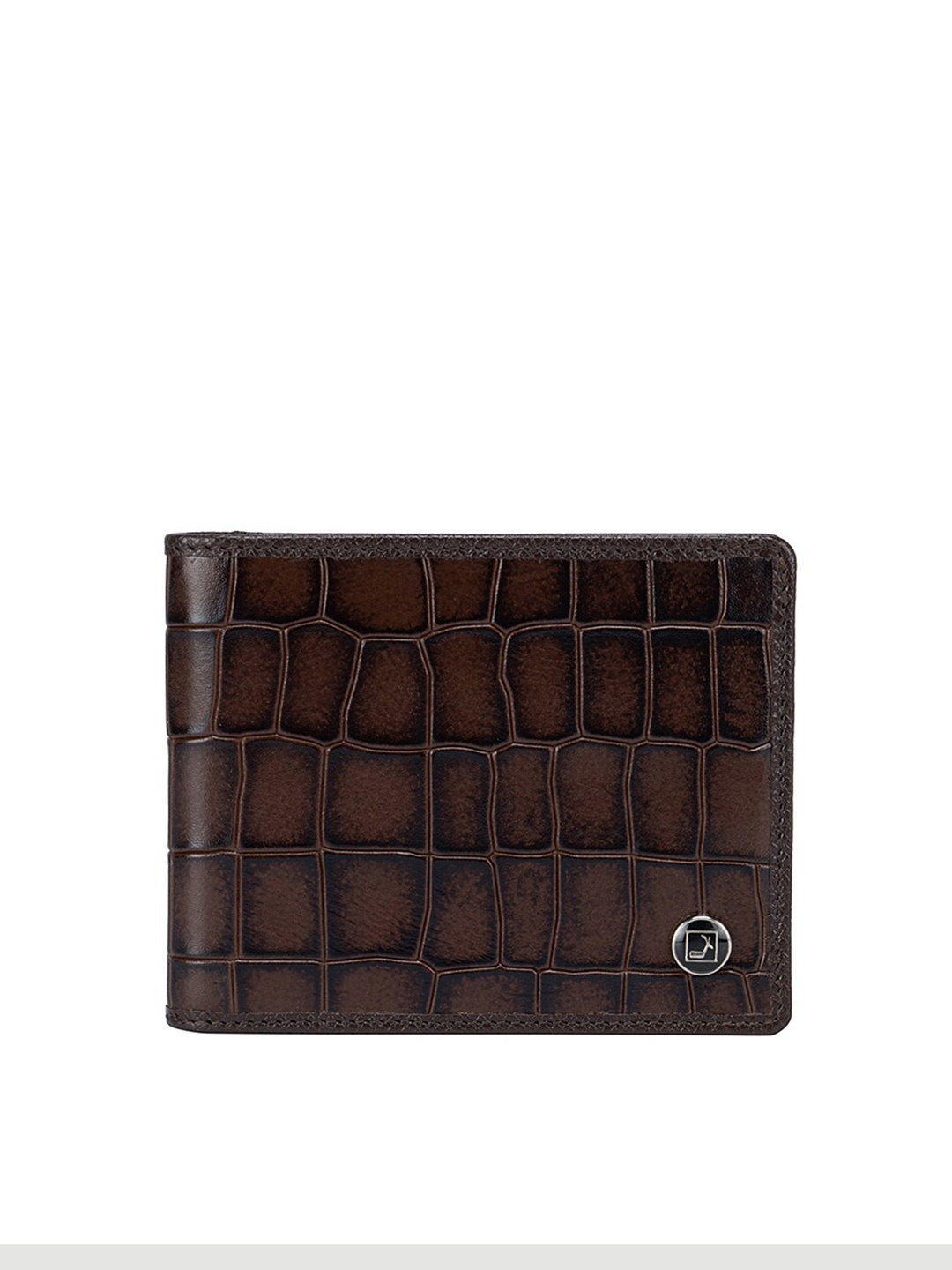 

Da Milano Men Brown Textured Leather Two Fold Wallet