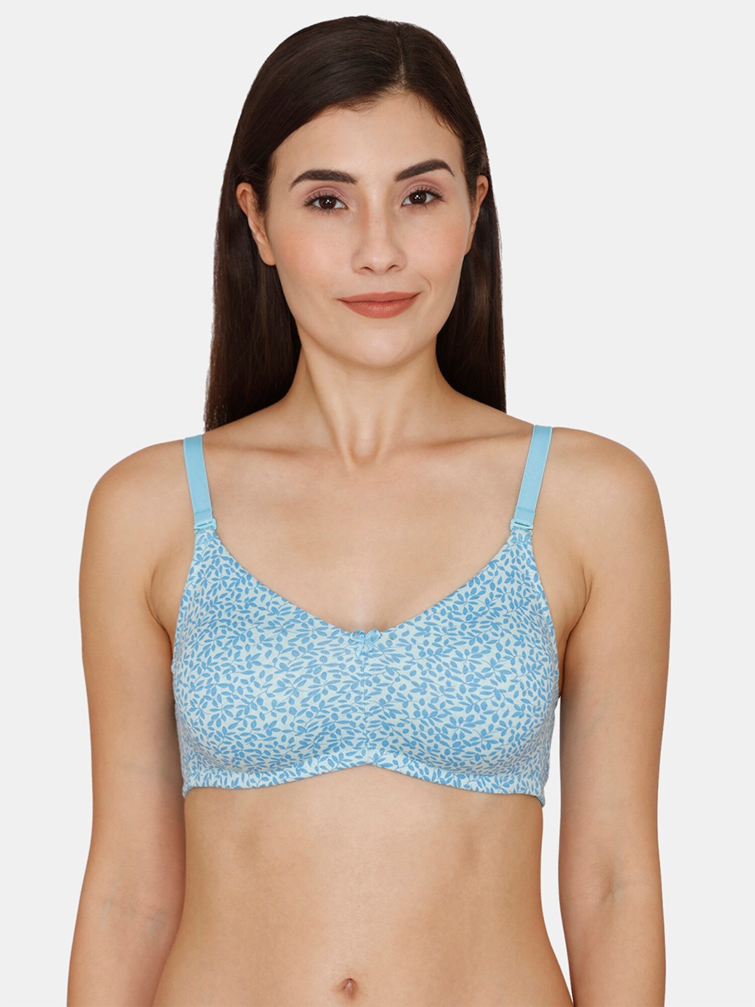 

Rosaline by Zivame Blue & White Floral Super Support Bra