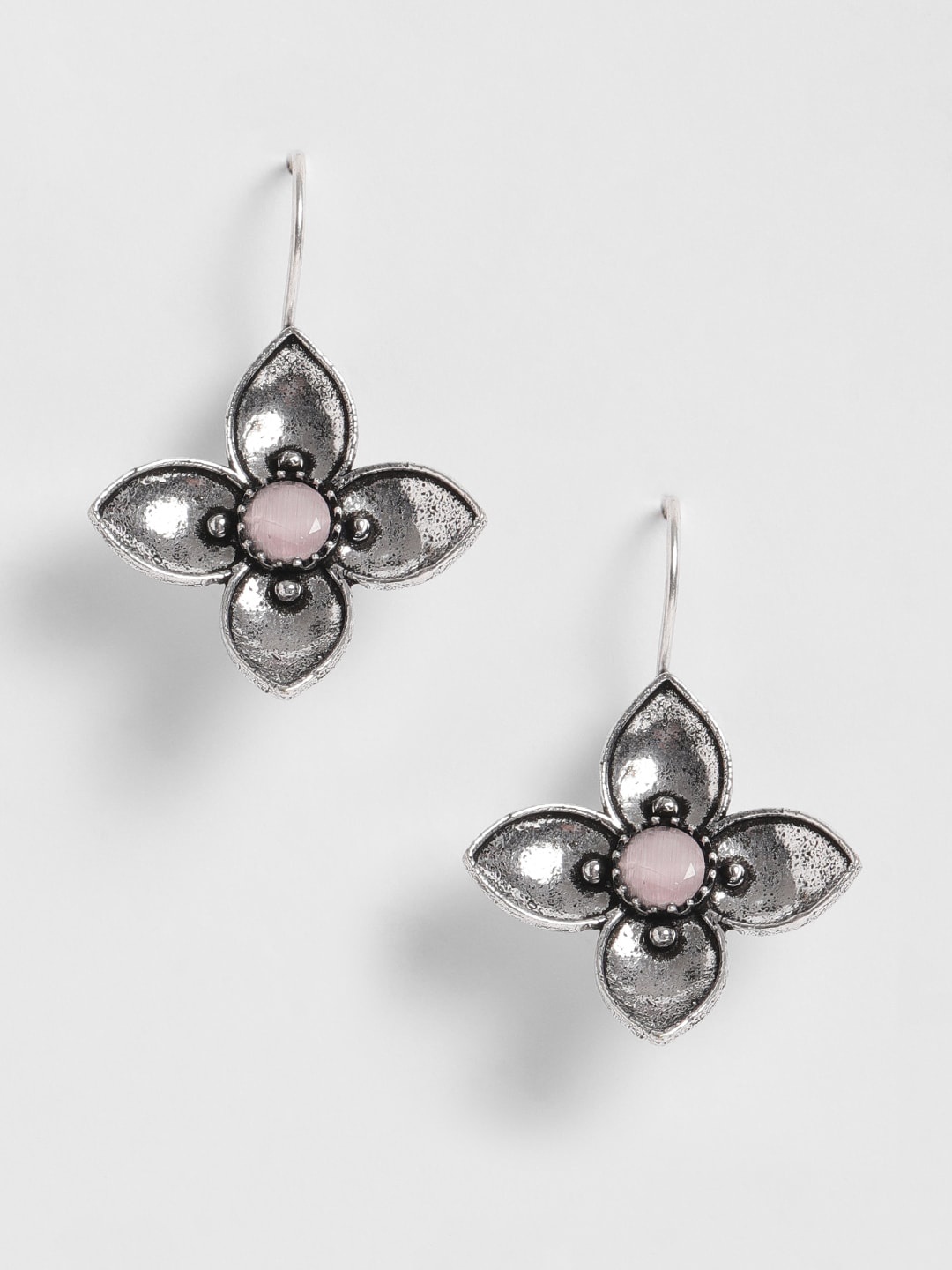 

EL REGALO Women Pink & Black Contemporary Drop Earrings