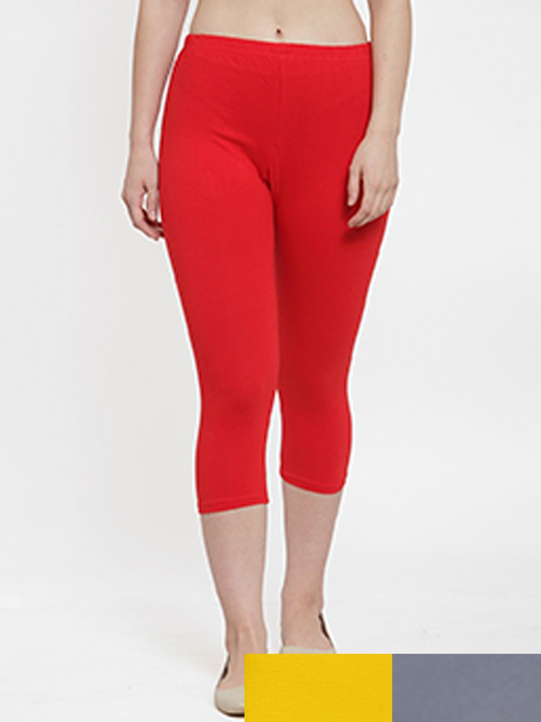 

GRACIT Women Pack Of 3 Regular Fit Super Combed Cotton Lycra Capris, Red