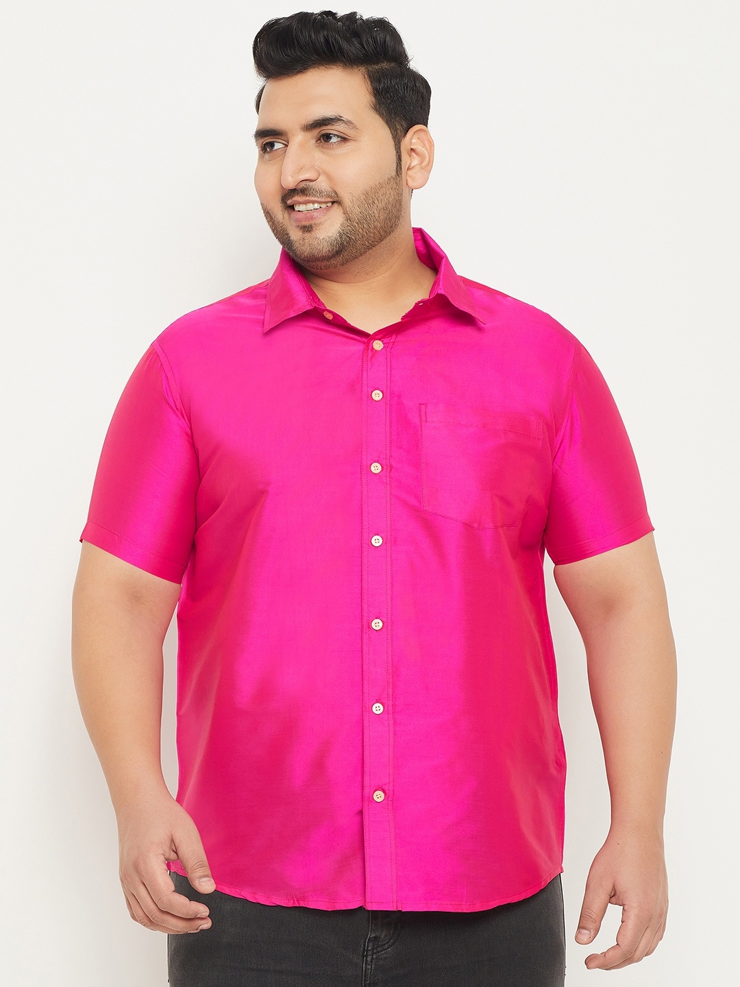 

bigbanana Men Plus Size Pink Comfort Casual Shirt