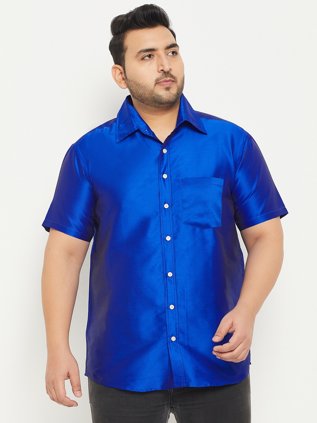 

bigbanana Men Plus Size Blue Casual Shirt