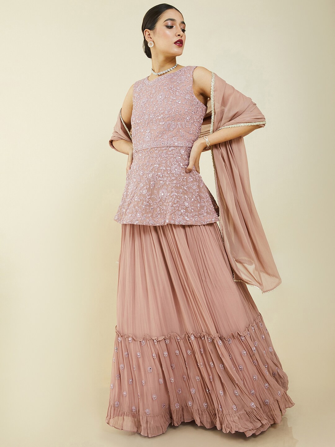 

Soch Purple Embellished Ready to Wear Lehenga & Blouse With Dupatta