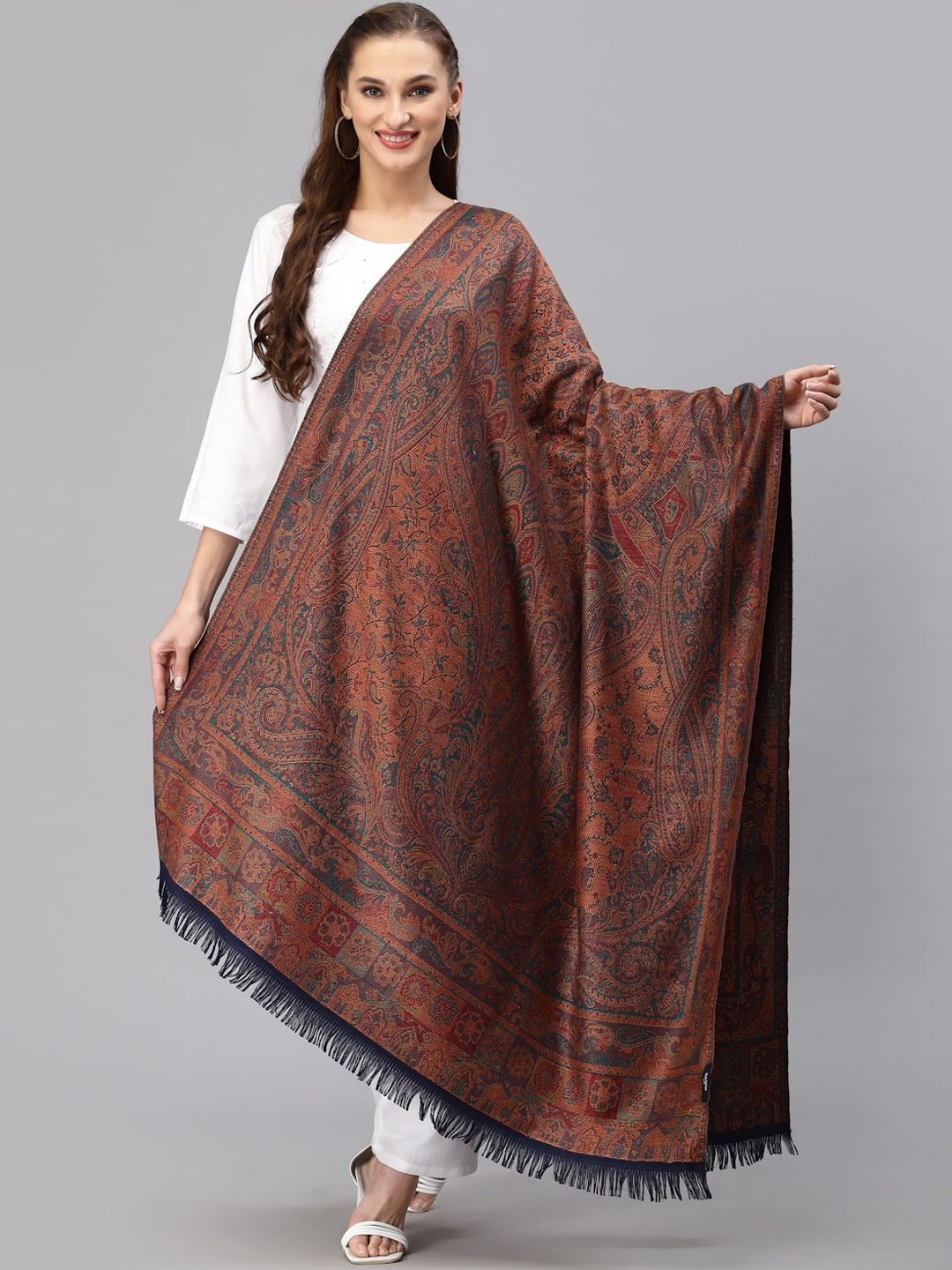 

Style Quotient Women Red Paisley Printed Woven Design Shawl