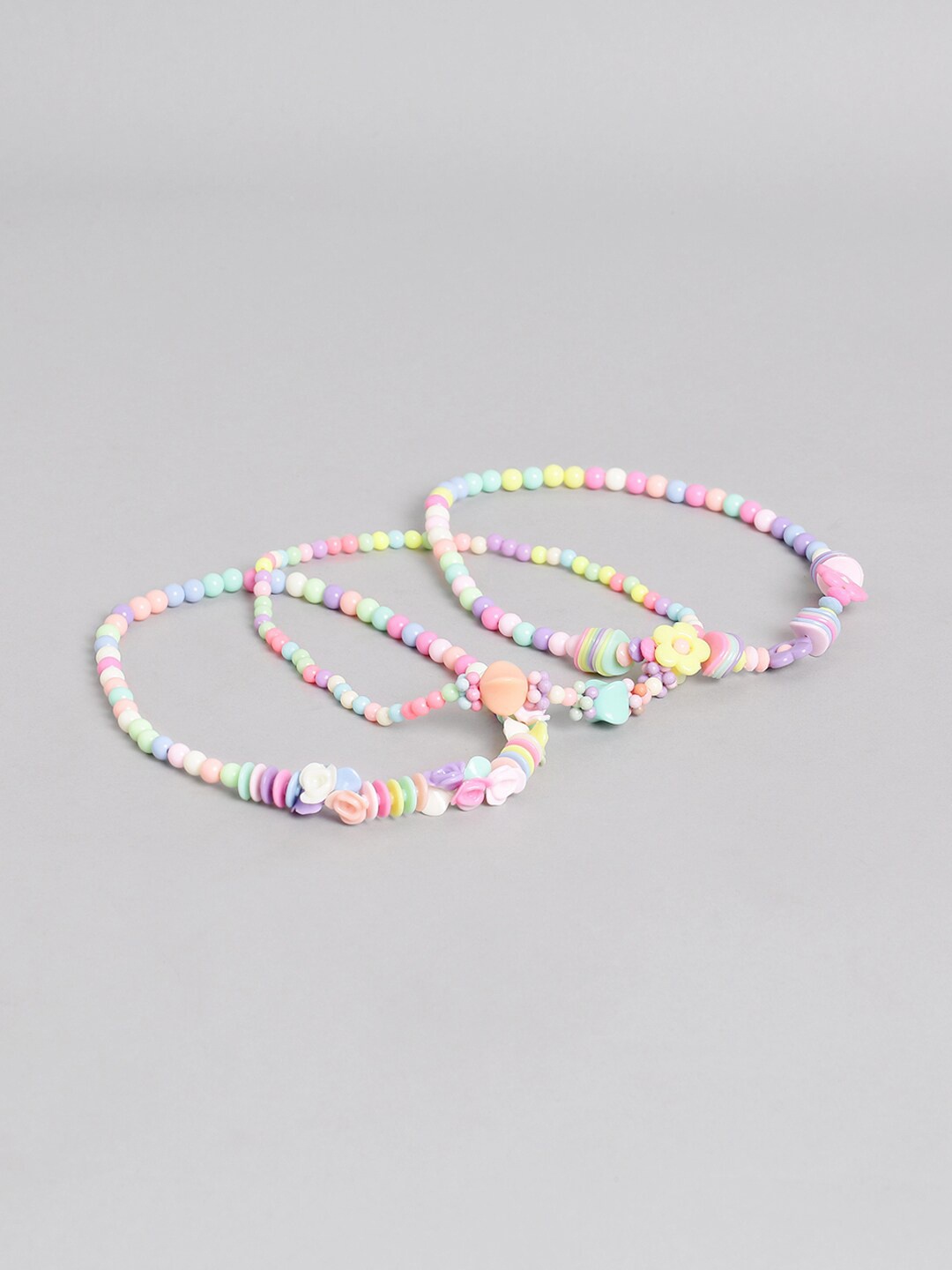 

EL REGALO Girls Pink & Blue Set of 3 Beaded Necklace