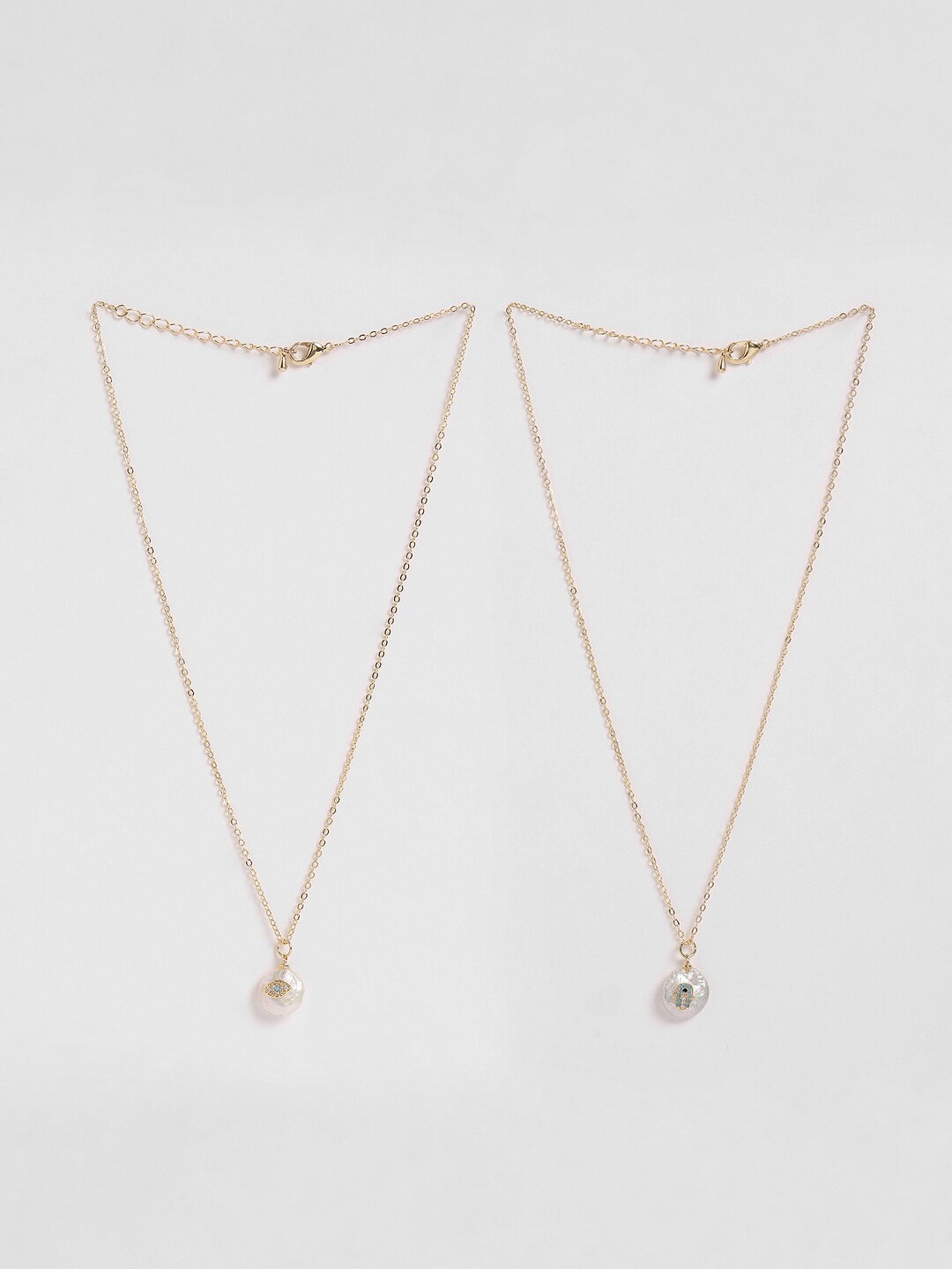 

EL REGALO Blue Set of 2 Gold-Plated Necklace