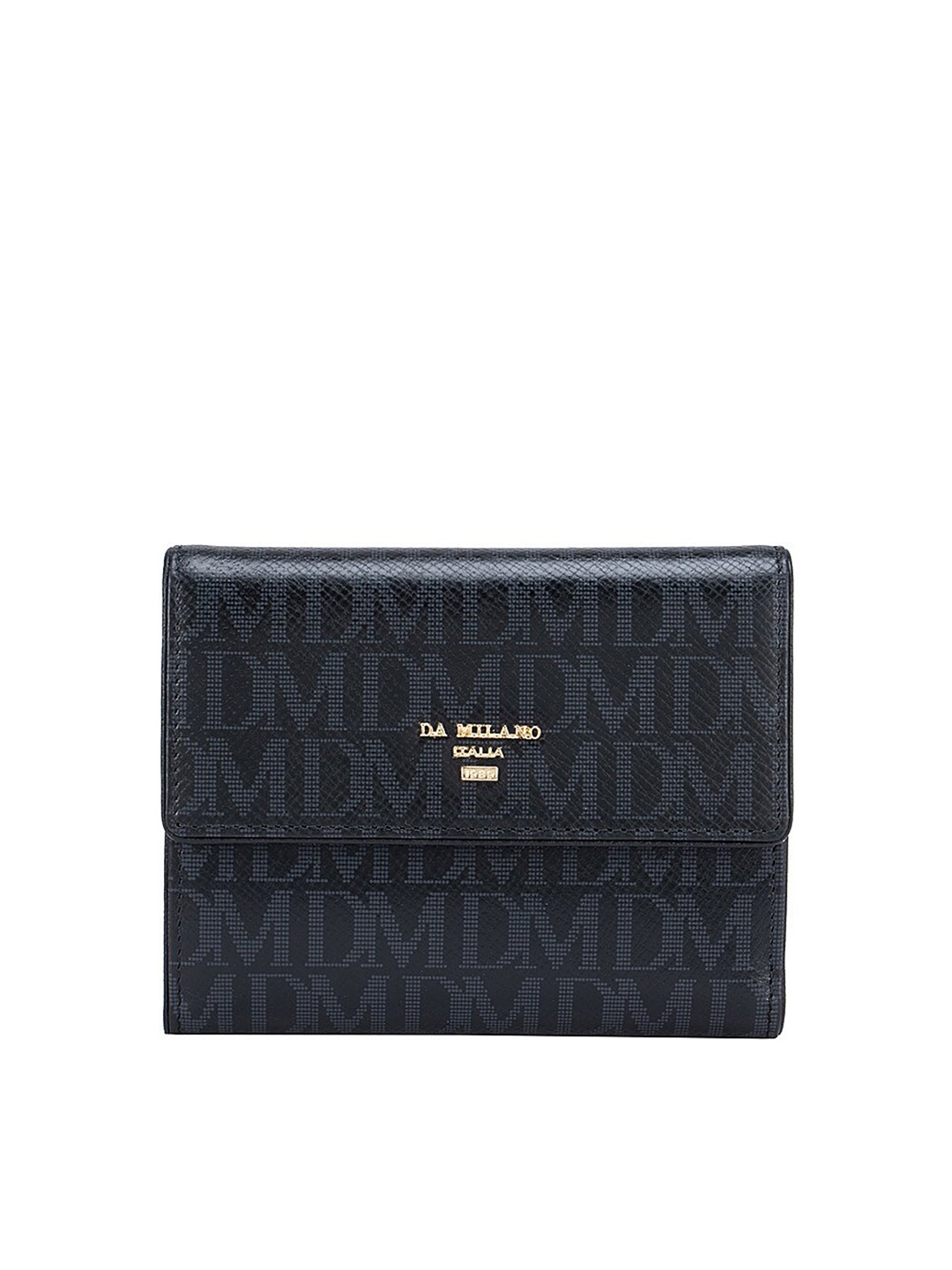 

Da Milano Women Black Textured Leather Two Fold Wallet