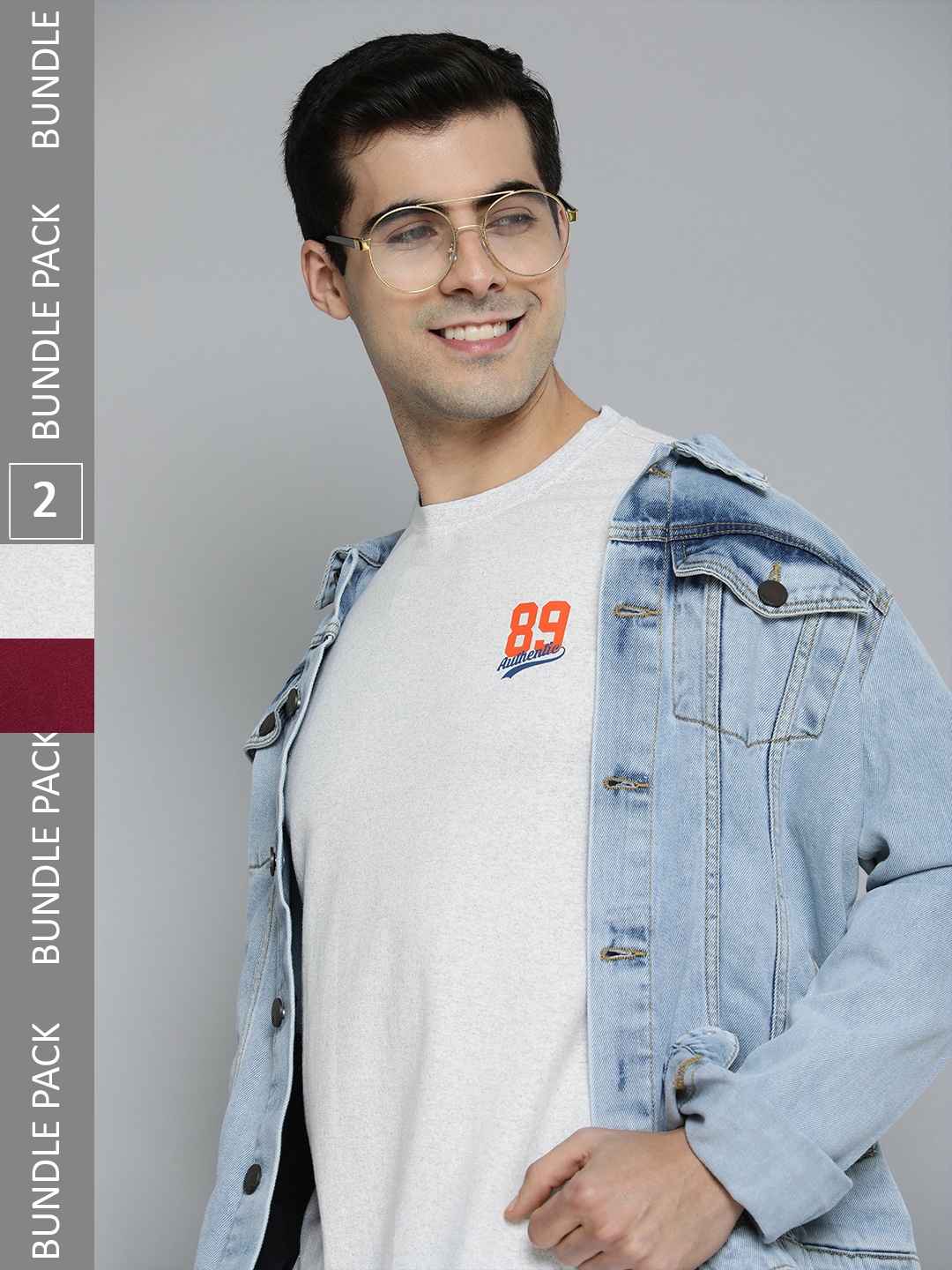 

HERE&NOW Men Pack Of 2 White & Maroon Solid Pure Cotton T-shirt With Typography Detail