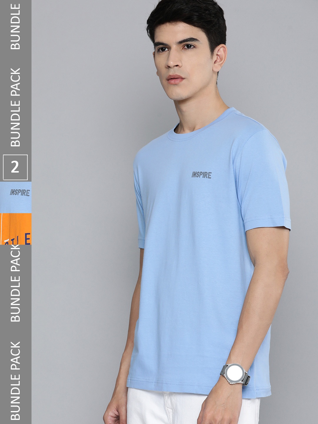 

HERE&NOW Men Pack Of 2 Pure Cotton T-shirts, Orange