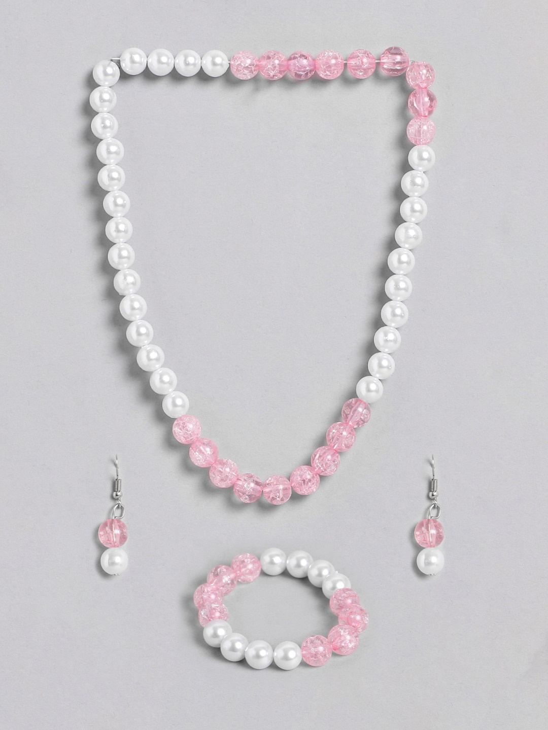 

EL REGALO Girls White & Pink Pearl Beaded Jewellery Set