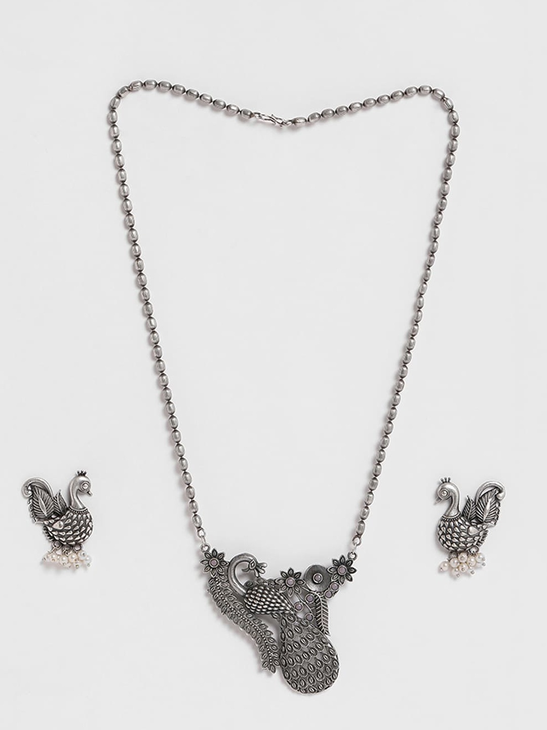 

EL REGALO Silver-Toned Silver-Plated Oxidised Jewellery Set