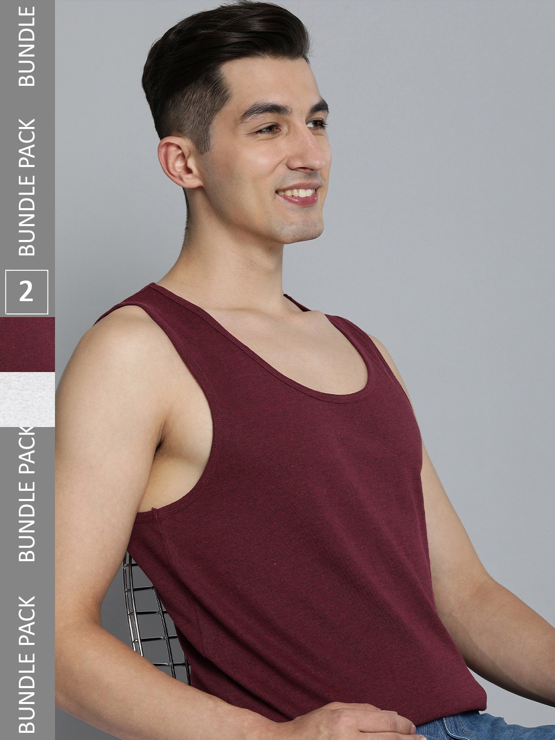 

HERE&NOW Men Pack Of 2 Pure Cotton T-shirts, White