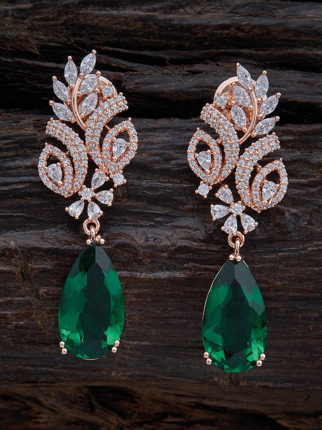 

Kushals Fashion Jewellery Green & Off White Teardrop Shaped Drop Earrings