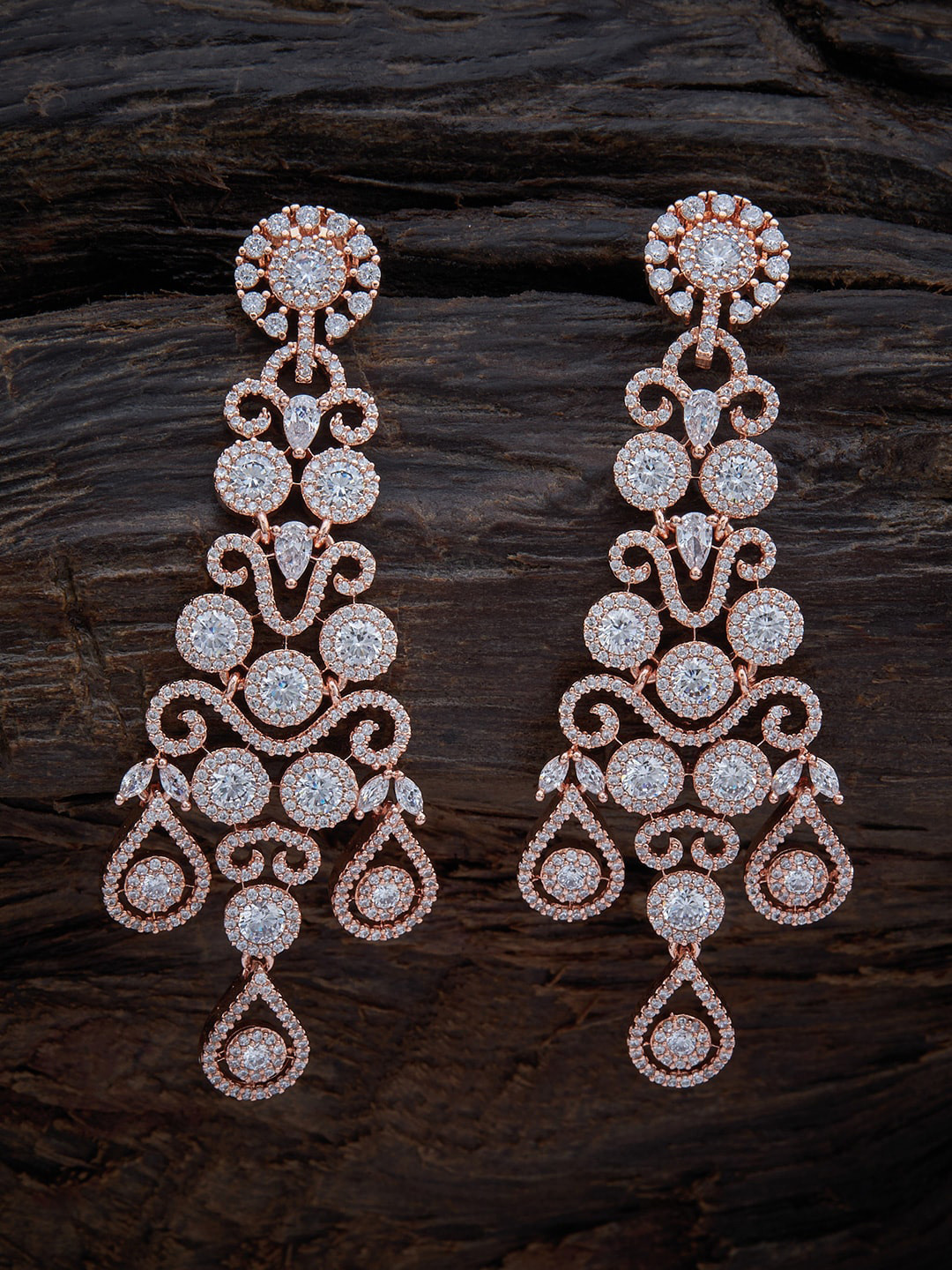 

Kushal's Fashion Jewellery Rose Gold Plated White Contemporary Drop Earrings