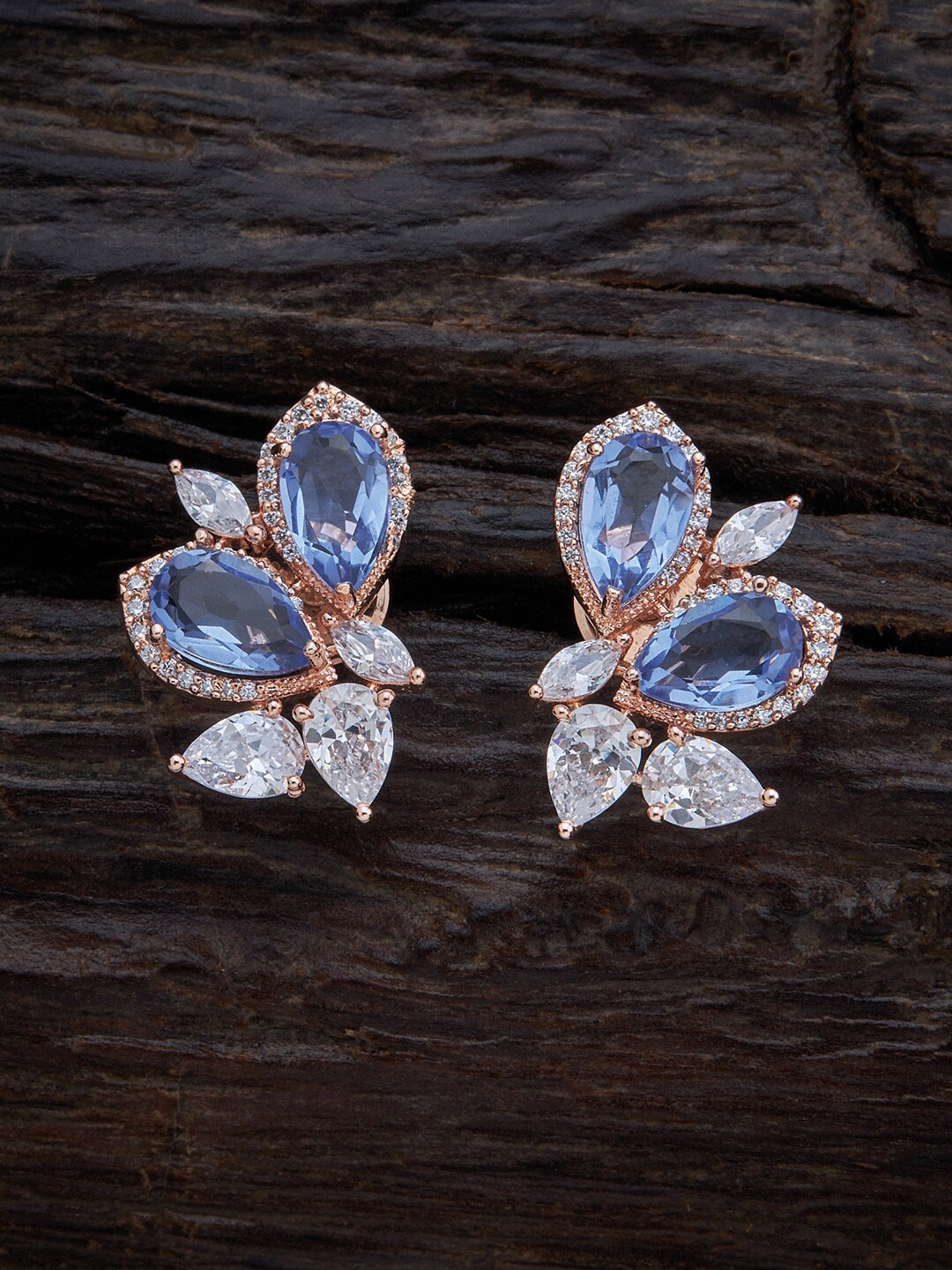 

Kushal's Fashion Jewellery Gold Plated Blue Floral Studs Earrings