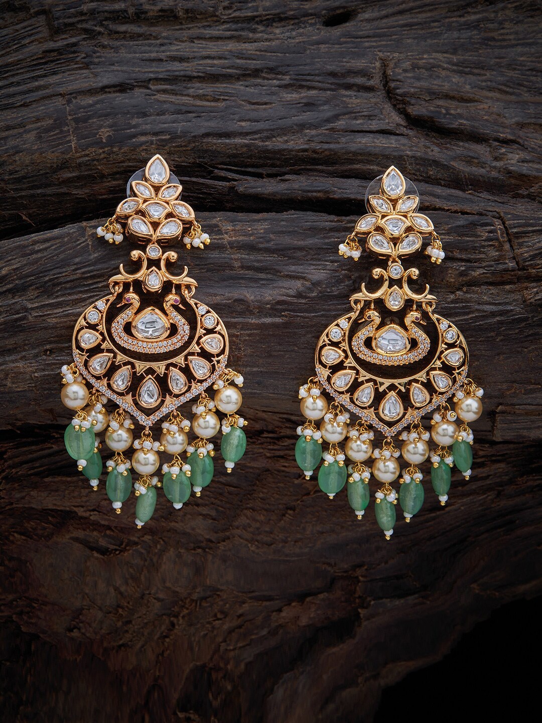 

Kushal's Fashion Jewellery Sea Green Crescent Shaped Chandbalis Dangler Earrings
