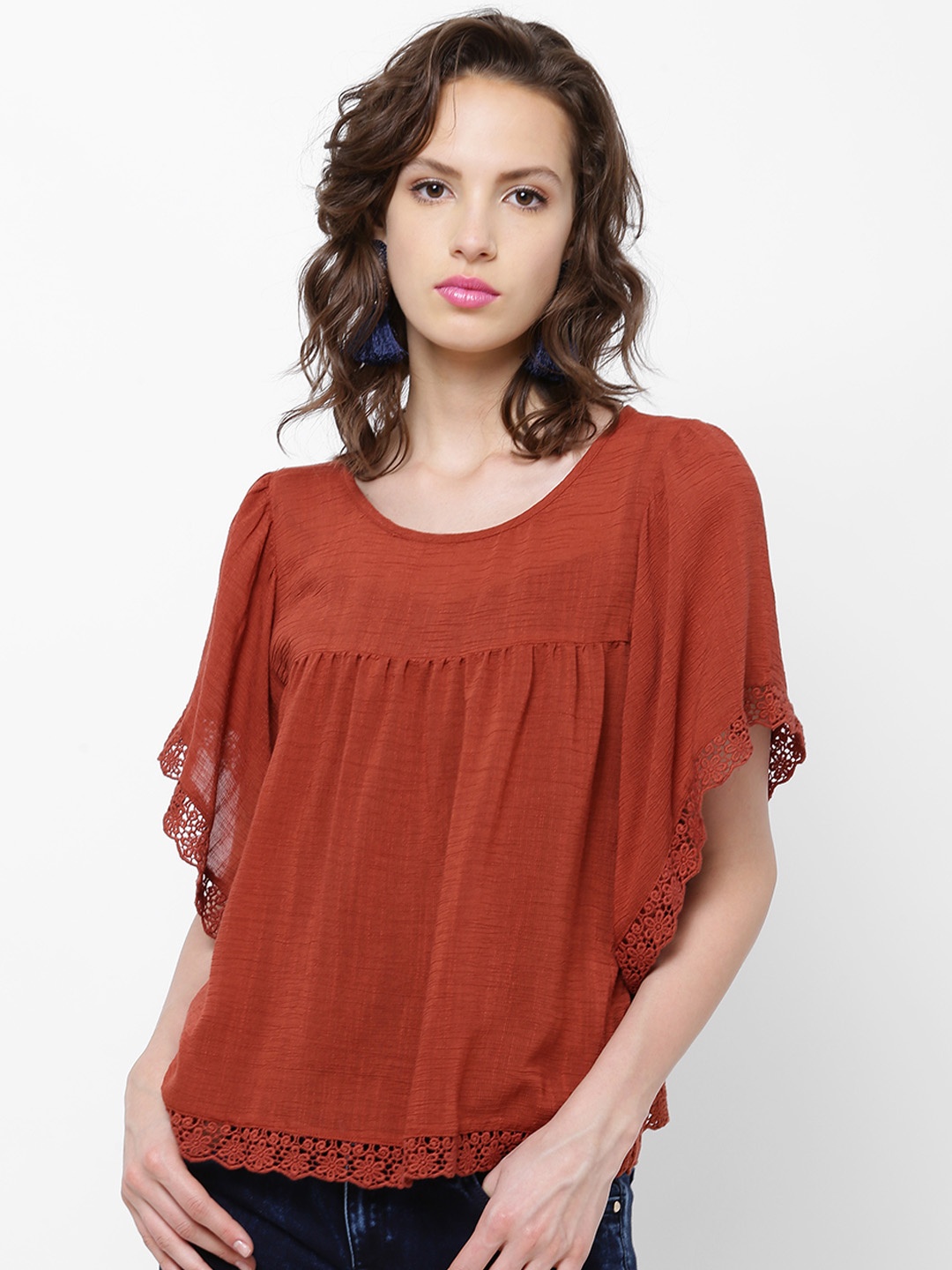 

Tokyo Talkies Women Rust Brown Solid Top