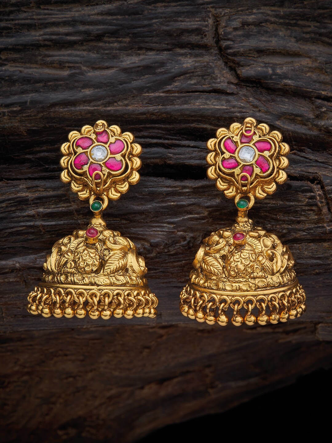 

Kushal's Fashion Jewellery Red Classic Jhumkas Earrings