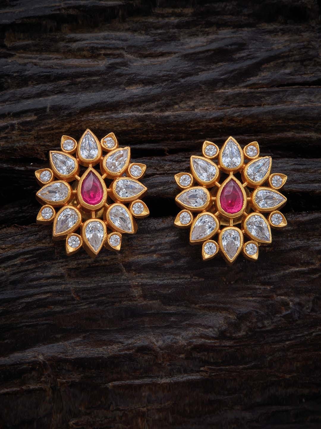 

Kushal's Fashion Jewellery Green Floral Studs Earrings