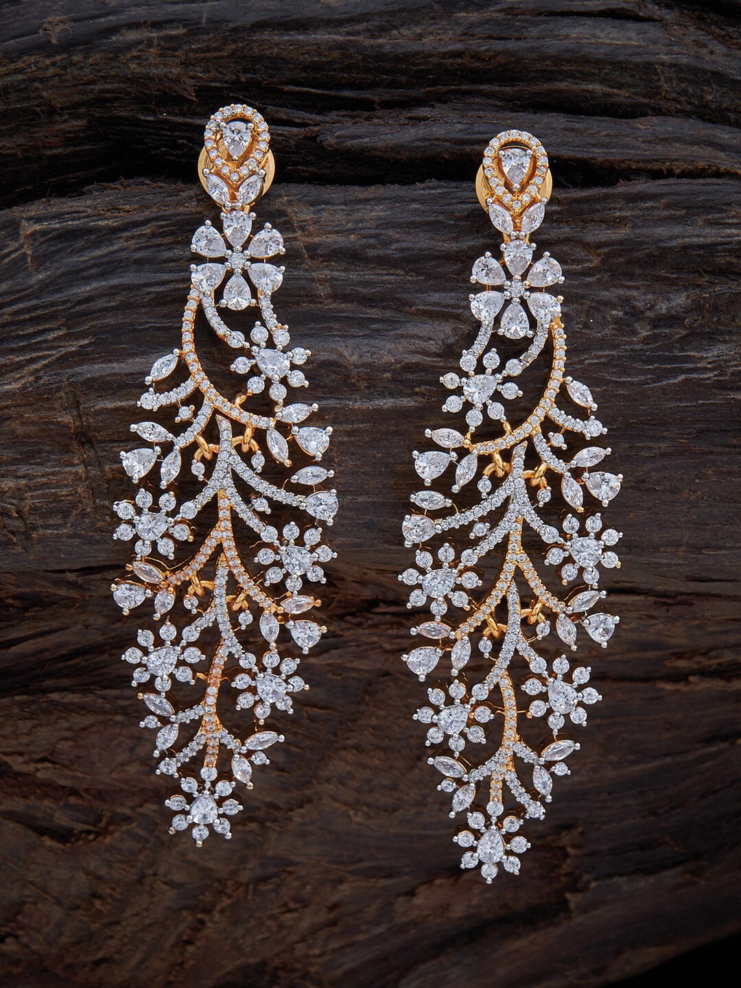 

Kushal's Fashion Jewellery White & Gold Plated Floral Drop Earrings