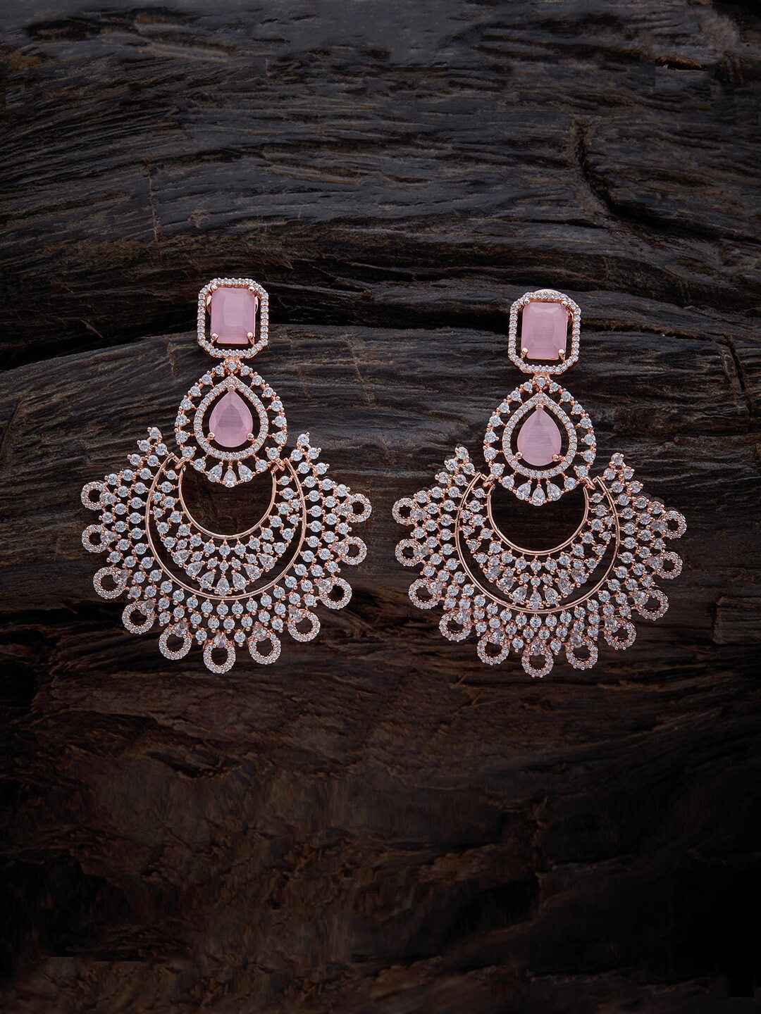 

Kushal's Fashion Jewellery Pink & Gold Plated Crescent Shaped Drop Earrings