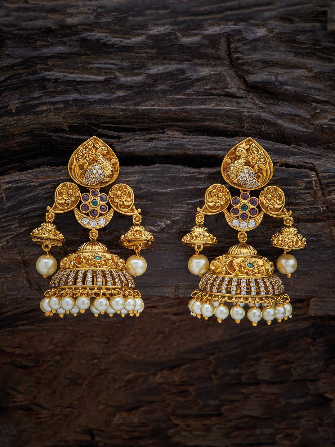 

Kushal's Fashion Jewellery Red Dome Shaped Jhumkas Earrings