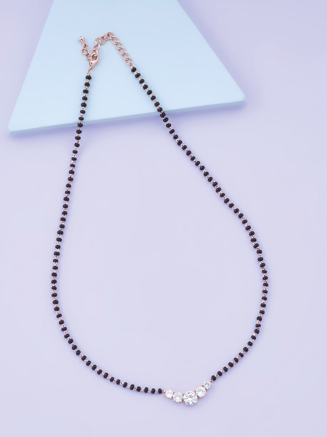 

Kushal's Fashion Jewellery Stone-Studded & Beaded Mangalsutra, Rose gold