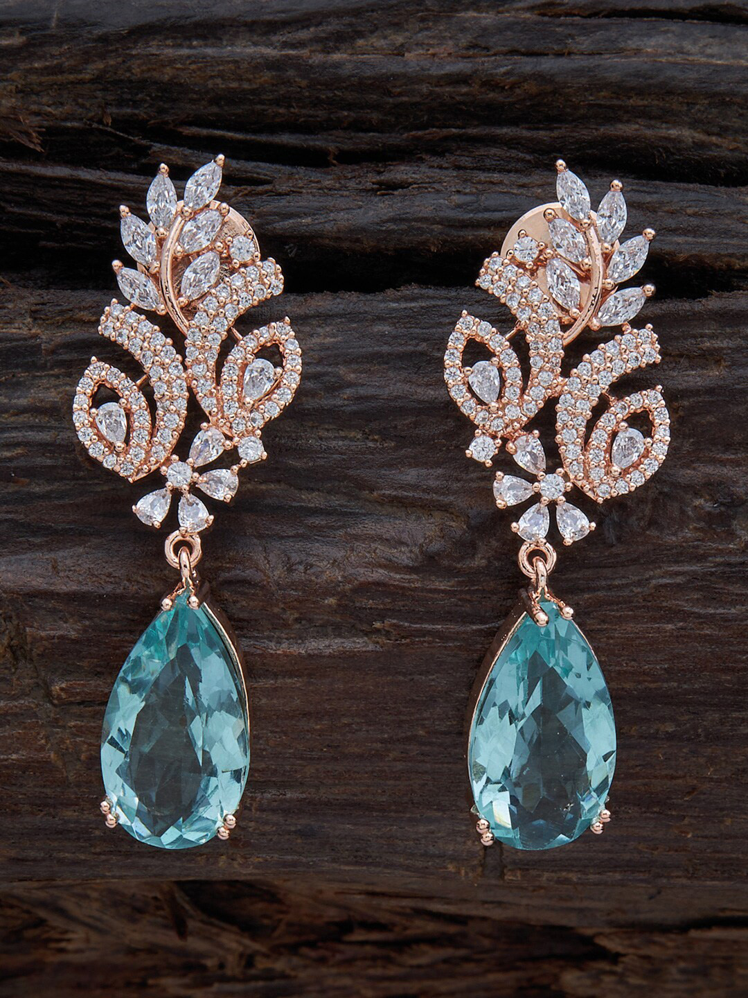 

Kushal's Fashion Jewellery White & Rose Gold Teardrop Shaped Drop Earrings