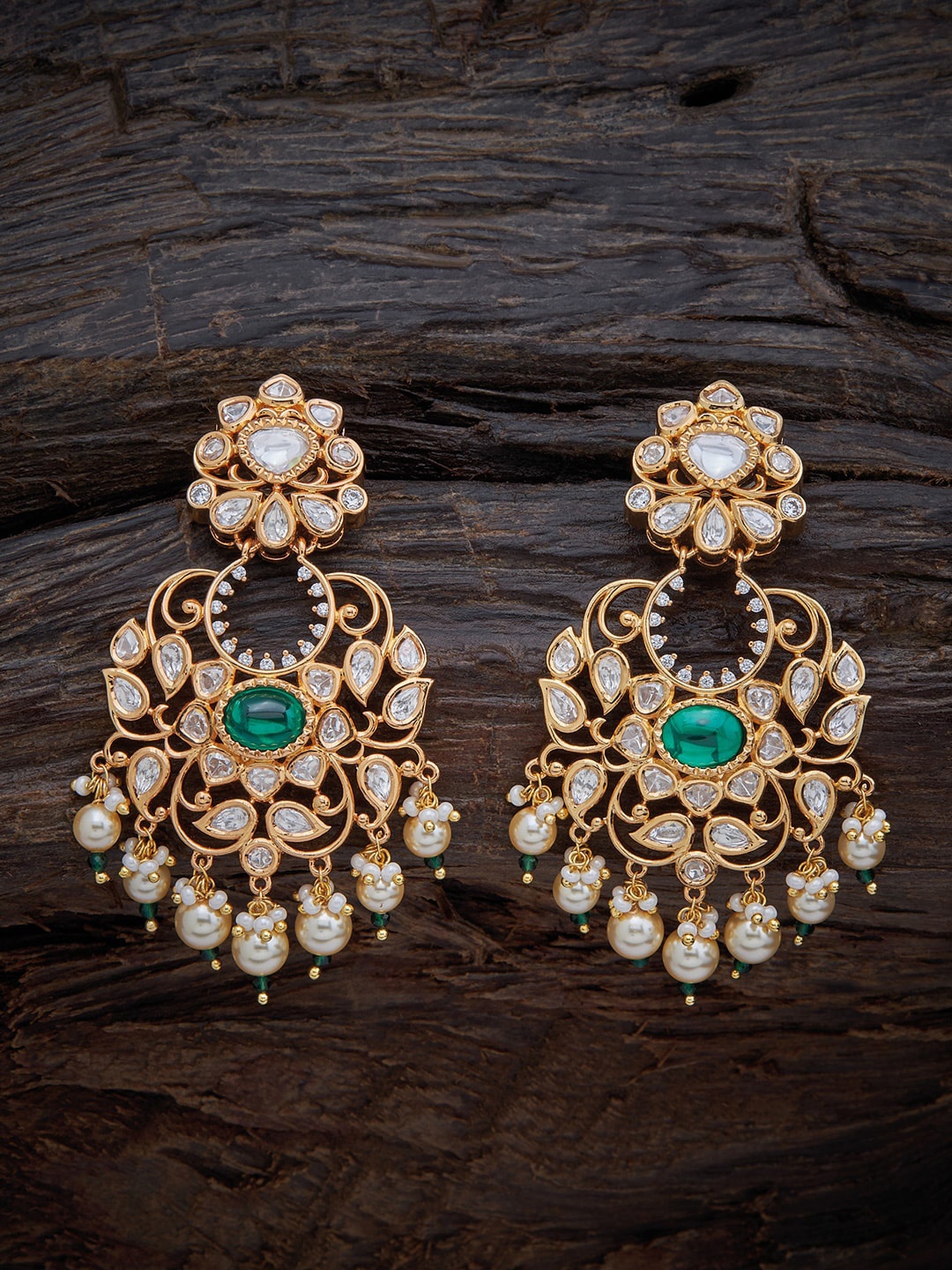 

Kushal's Fashion Jewellery White & Gold-Toned Floral Drop Earrings