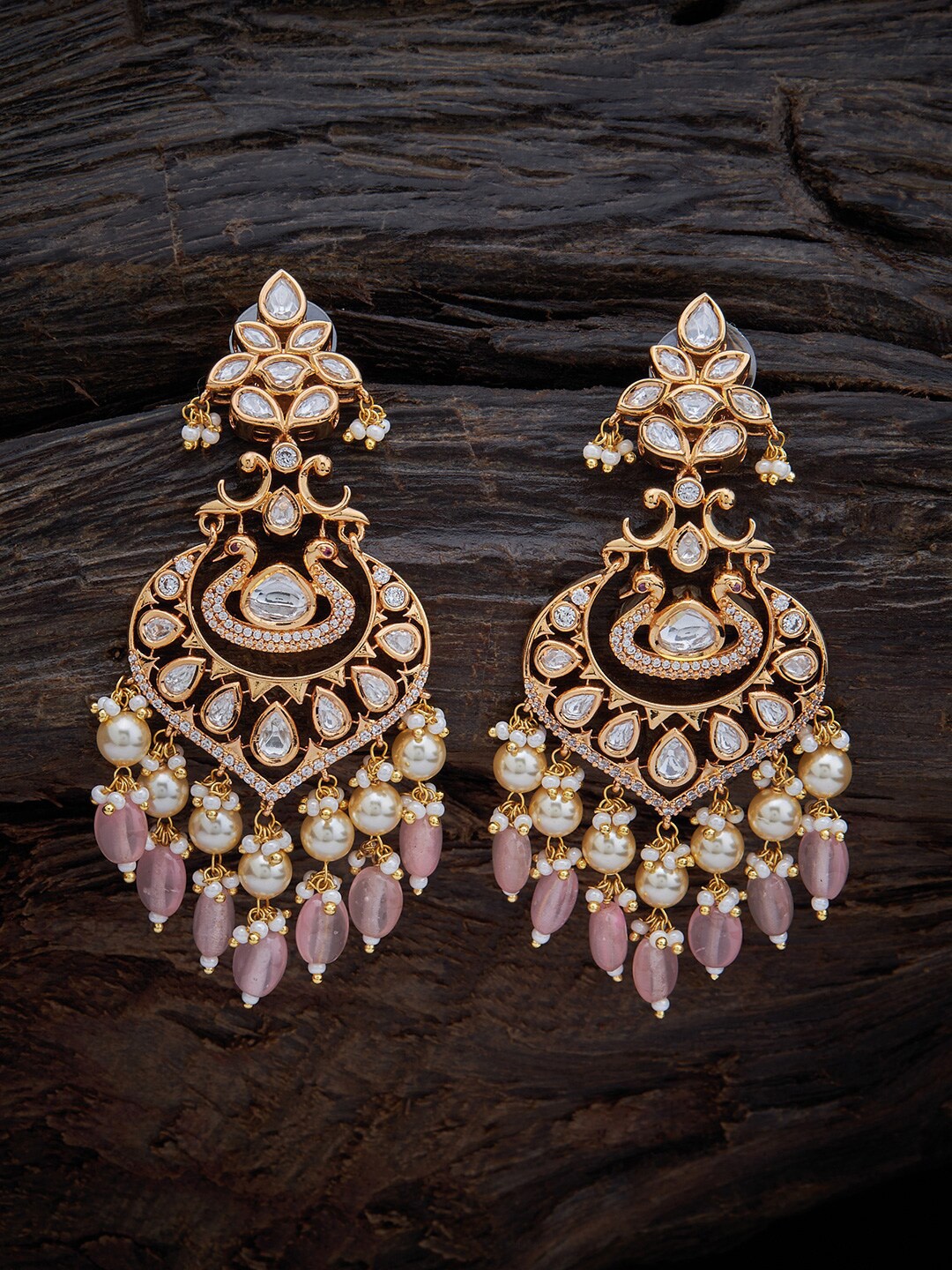 

Kushal's Pink & Gold Gold Plated Contemporary Studs Earrings