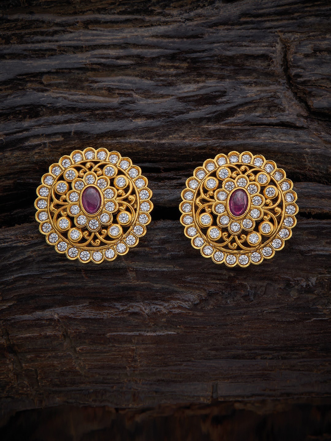

Kushal's Gold-Toned & Red Gold Plated Circular Studs Earrings