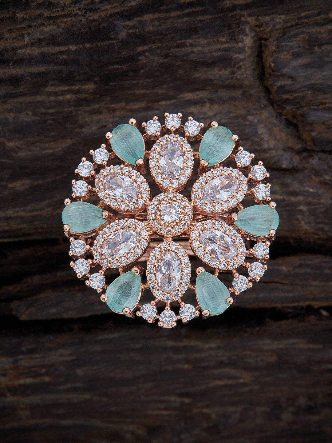 

Kushal's Fashion Jewellery CZ-Studded Adjustable Finger Ring, Rose gold