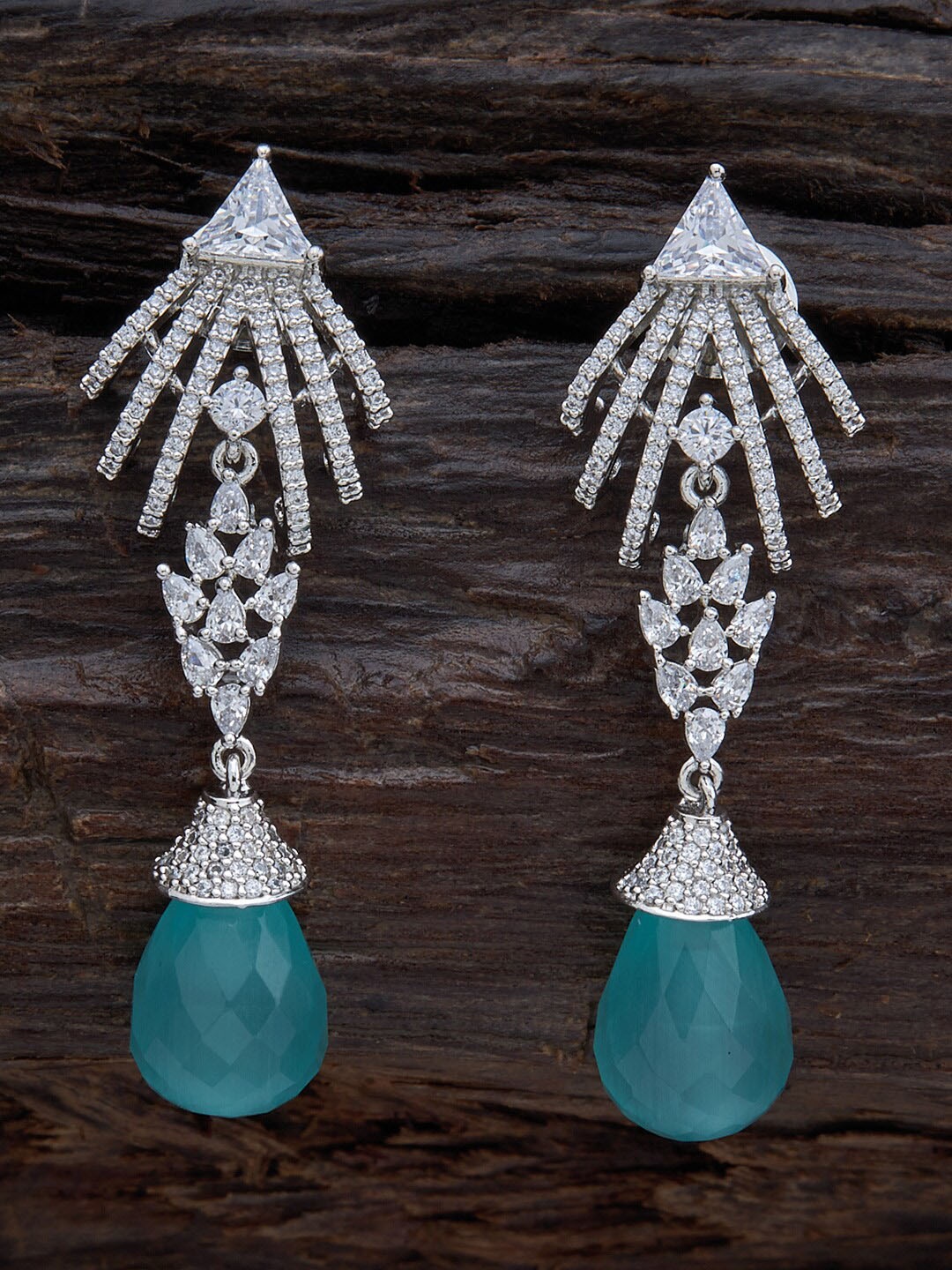 

Kushal's Fashion Jewellery Sea Green & Rhodium Plated Contemporary Drop Earrings