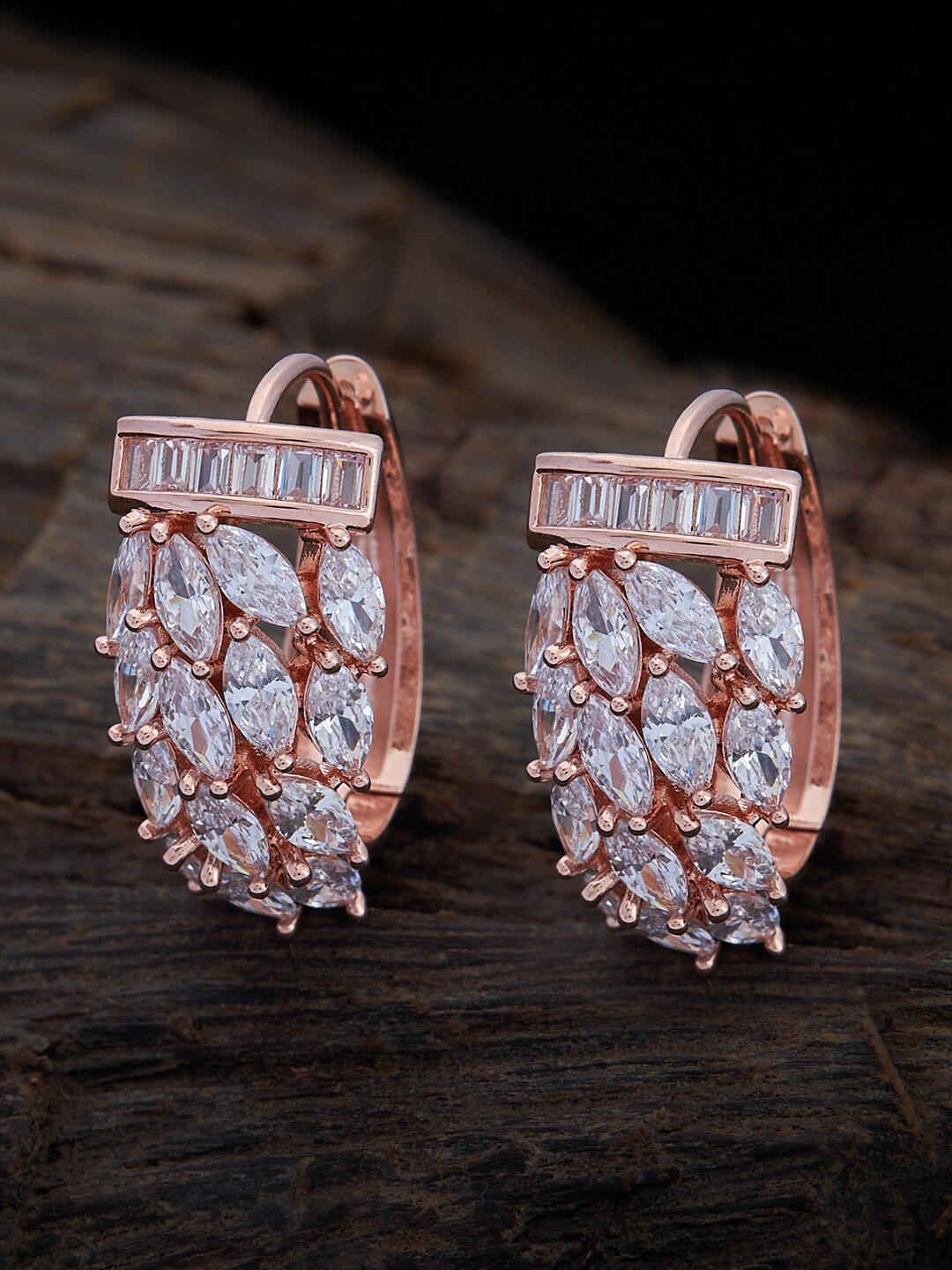 

Kushal's Fashion Jewellery White & Rose Gold Plated Circular Studs Earrings