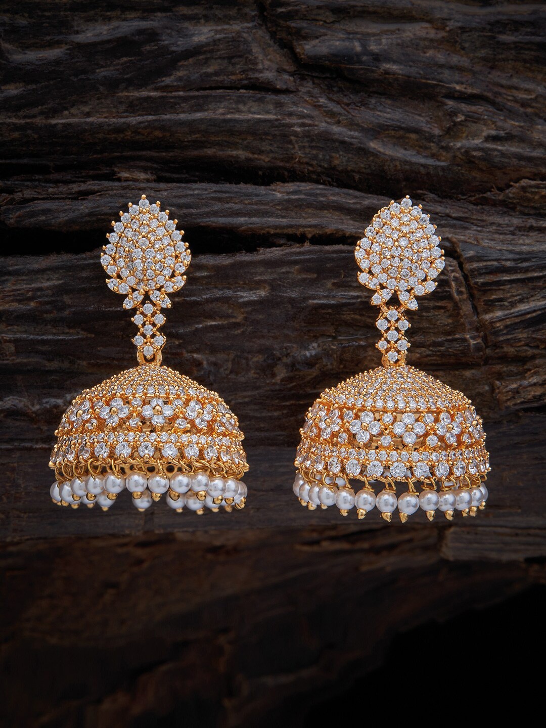 

Kushal's Fashion Jewellery Dome Shaped Jhumkas Earrings, White