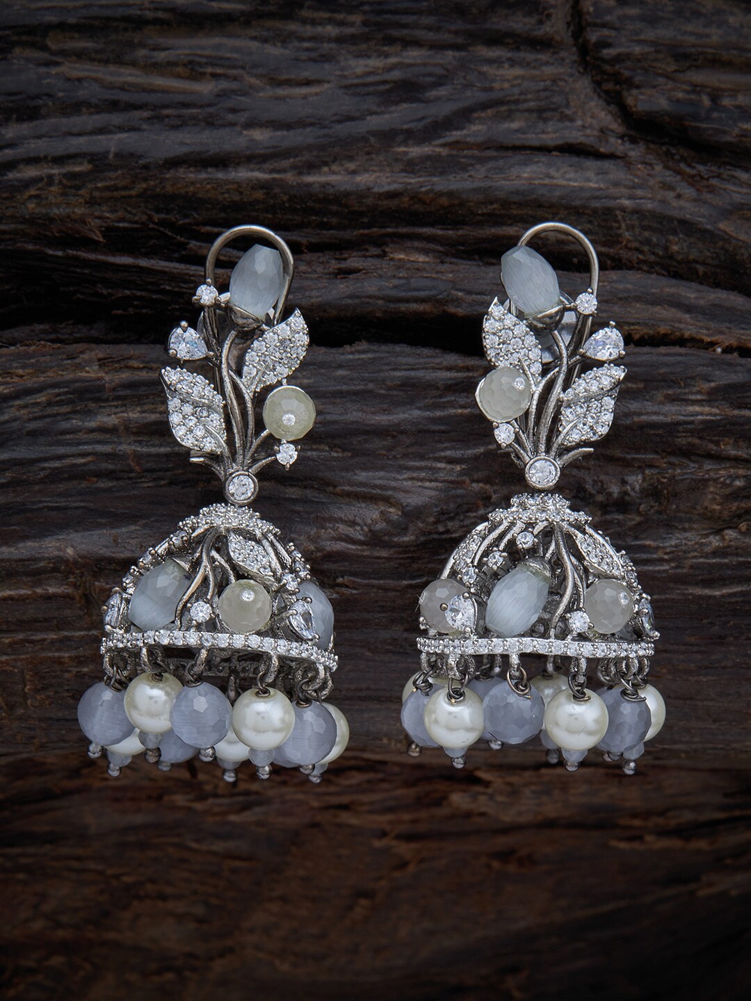 

Kushal's Fashion Jewellery Contemporary Jhumkas Earrings, Grey