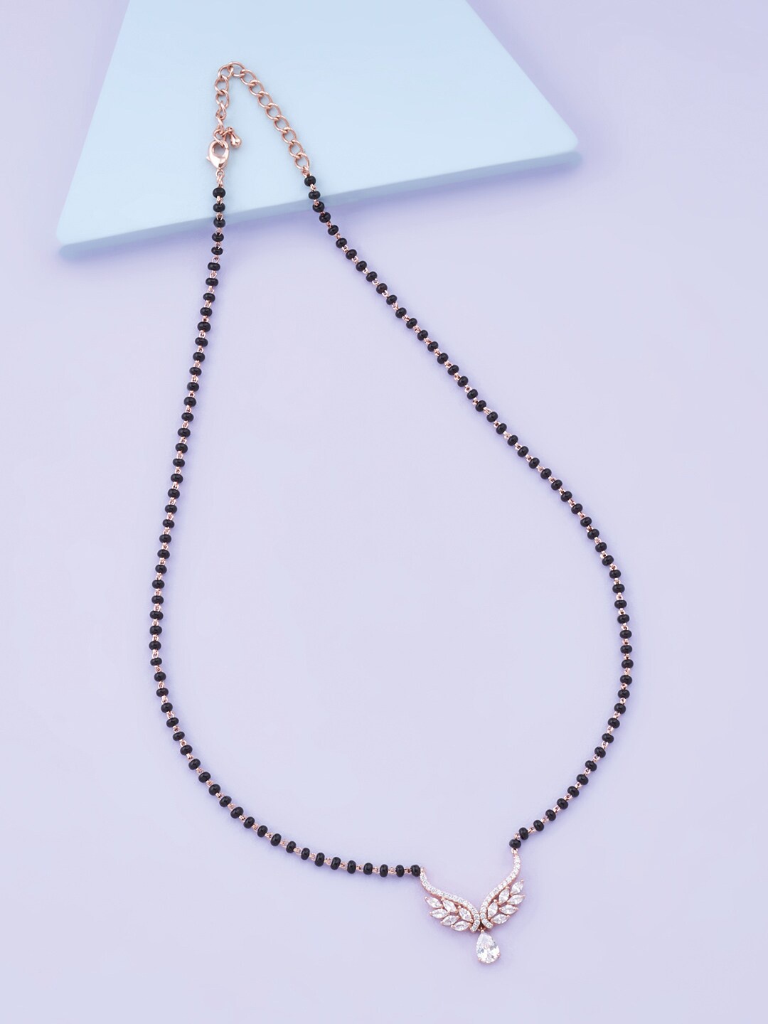 

Kushal's Fashion Jewellery Gold-Plated White & Black Stone-Studded & Beaded Mangalsutra