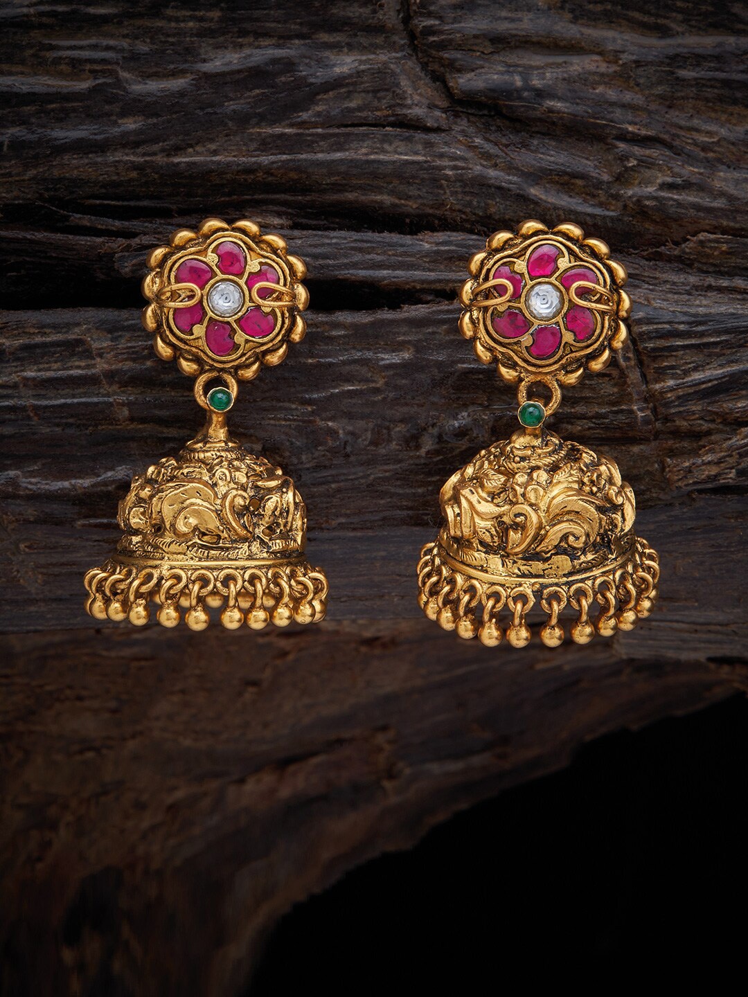 

Kushal's Fashion Jewellery Classic Jhumkas Earrings, Gold