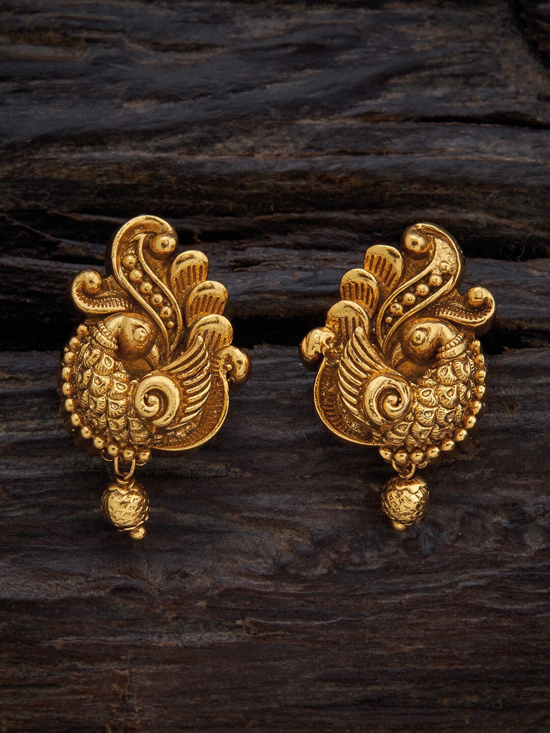 

Kushal's Fashion Jewellery Gold-Toned Peacock Shaped Studs Earrings