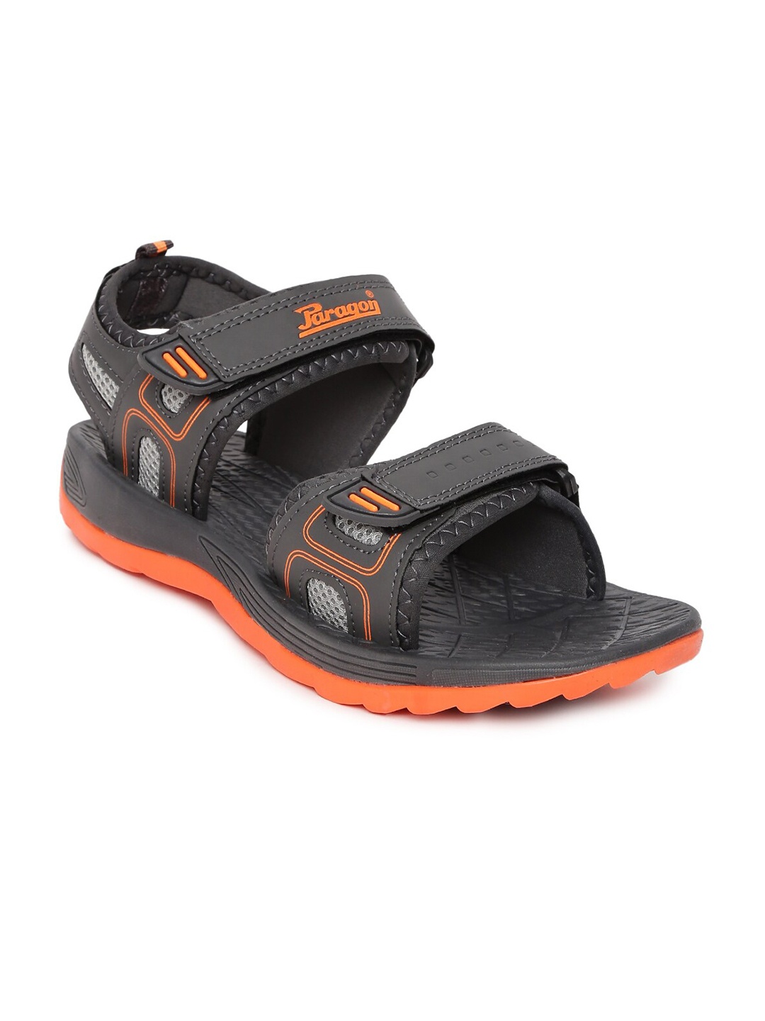 

Paragon Men Black & Orange Comfort Sandals