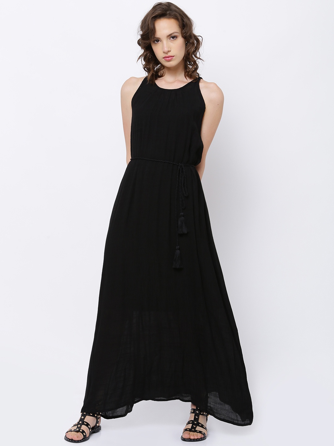 

Tokyo Talkies Women Black Solid Maxi Dress