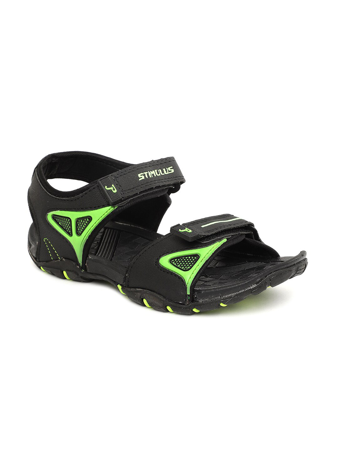 

Paragon Men Black & Lime Green Comfort Sandals