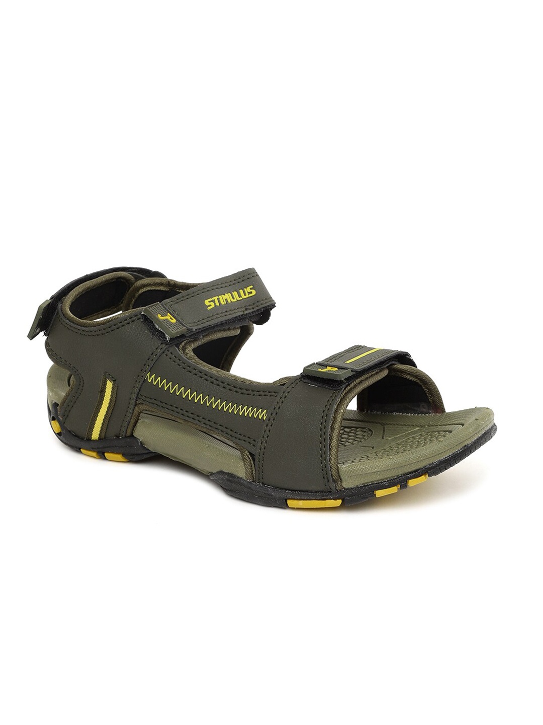 

Paragon Men Olive Green & Yellow Comfort Sandals