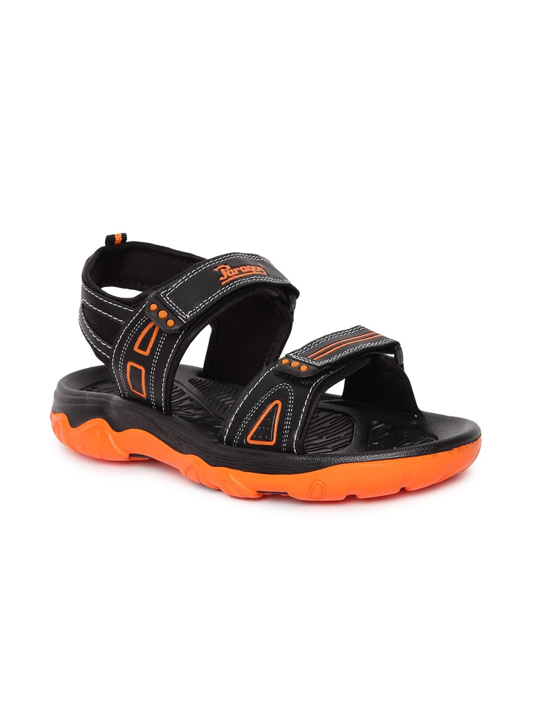 

Paragon Men Black & Orange Comfort Sandals