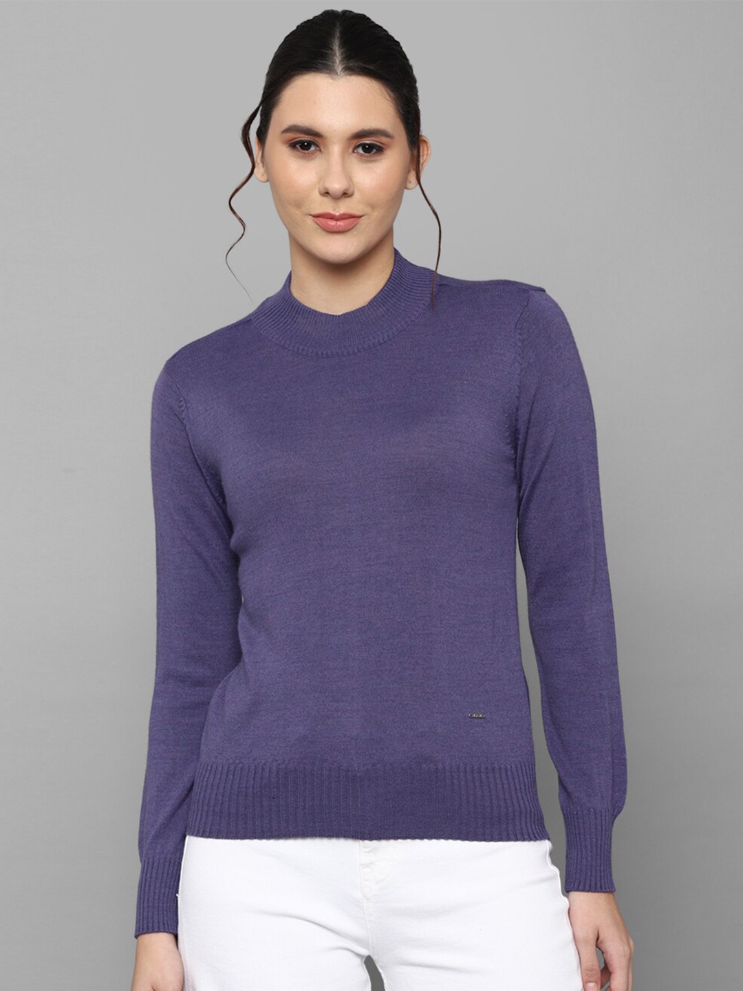 

Allen Solly Woman Purple Pullover Pure Cotton Sweater