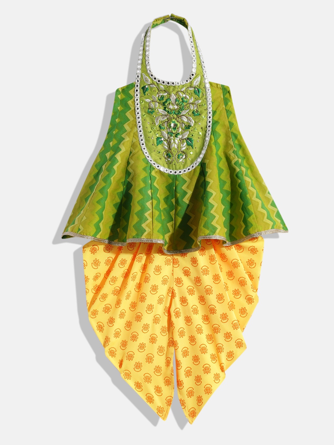 

Twisha Girls Embellished Top with Dhoti Pants, Lime green