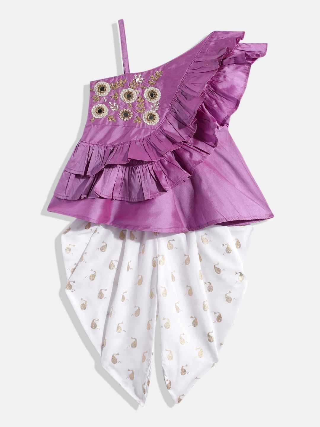 

Twisha Girls Embellished Top With Dhoti Pants, Lavender