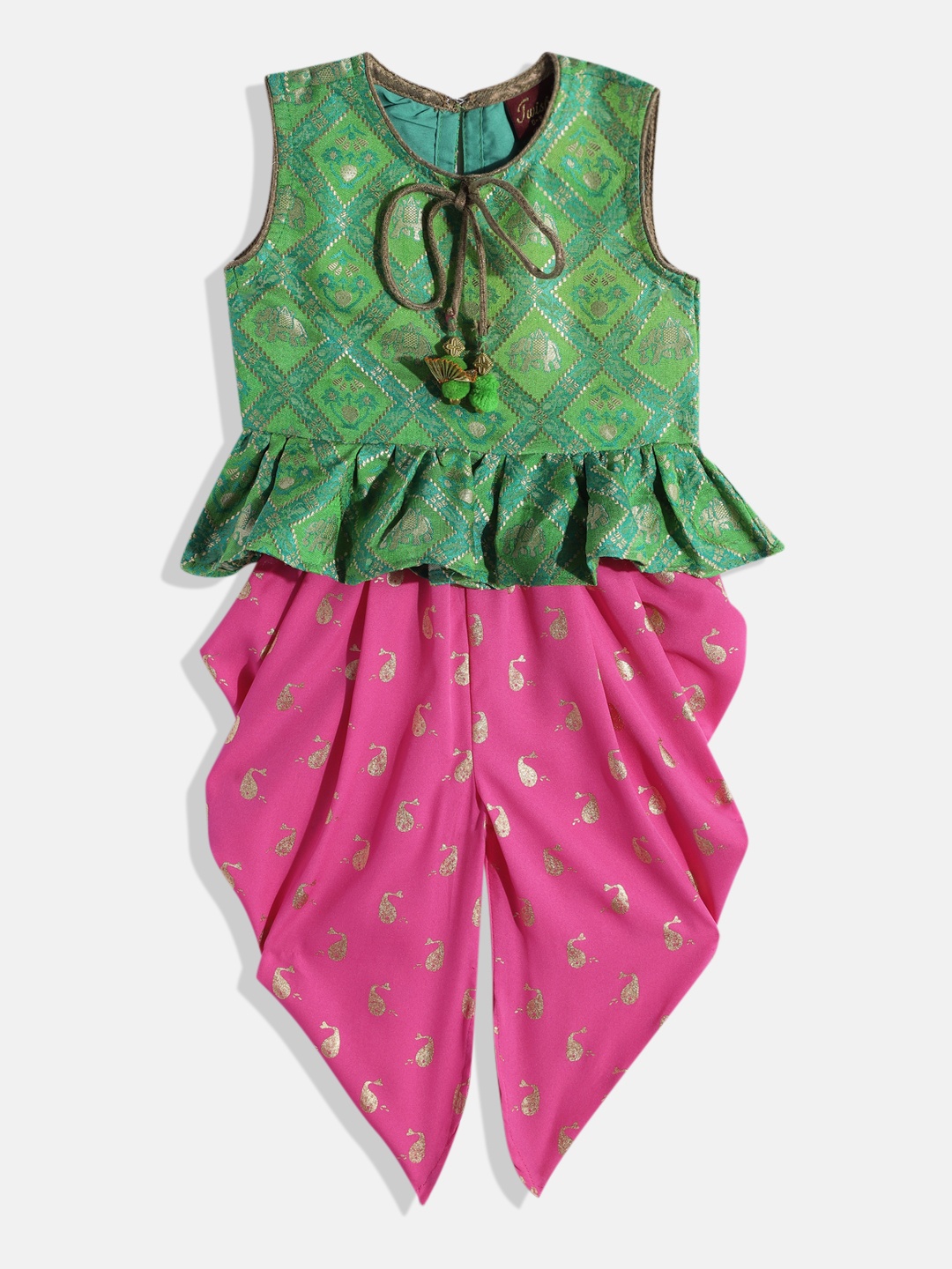 

Twisha Girls Printed Top with Dhoti Pants, Green