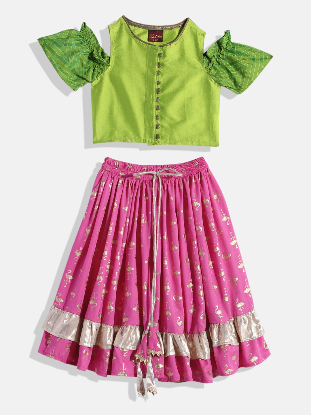 

Twisha Girls Solid Top with Skirt, Lime green